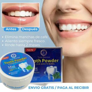 TOOTH POWDER® ¡POLVO DENTAL BLANQUEADOR NATURAL con Ácido Hialurónico y Sabor a Menta!