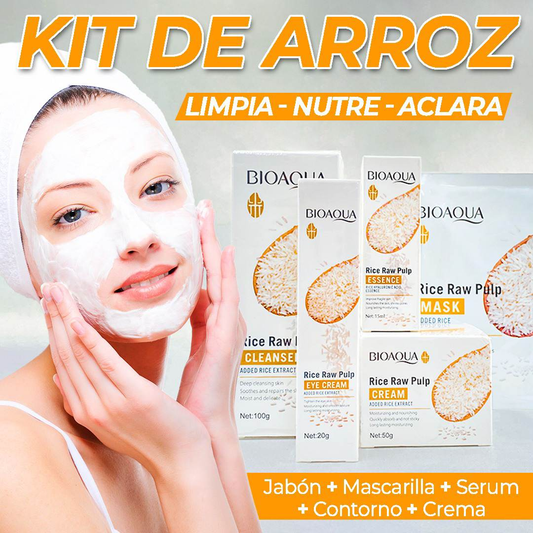 SKINCARE KIT FACIAL DE ARROZ  BIOAQUA™ TRATAMIENTO FACIAL REJUVENECEDOR, ANTI-ACNE Y ANTI-MANCHAS