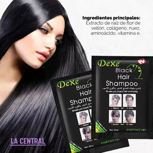 Dexe® SHAMPOO BLACK HAIR NATURAL ANTICANAS - LIBRE DE AMONIACO