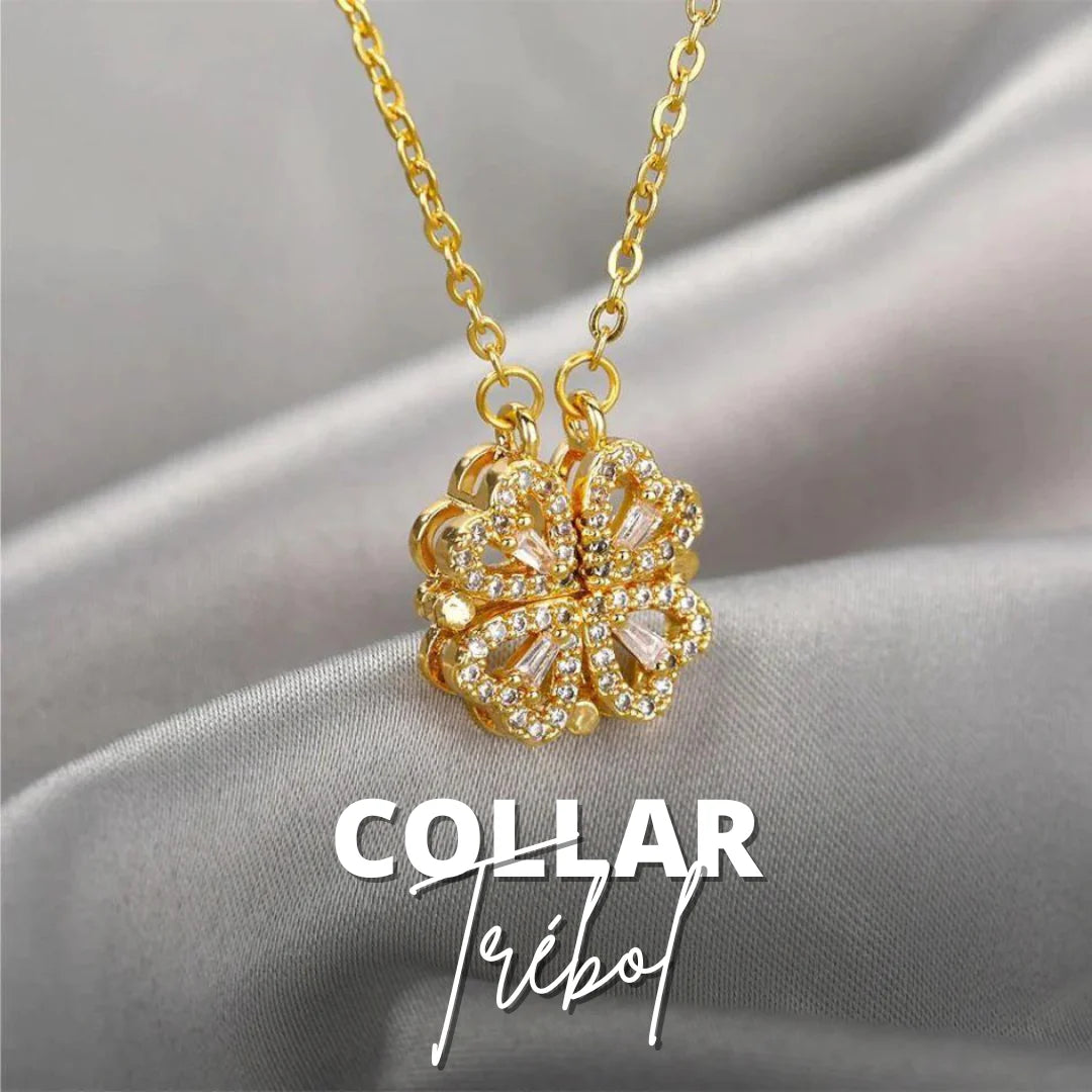 ¡COLECCIÓN LIMITADA! COLLAR MAGNETICO TREBOL DE CORAZONES